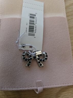 Coach Silver Bow Charm with Black Stones
